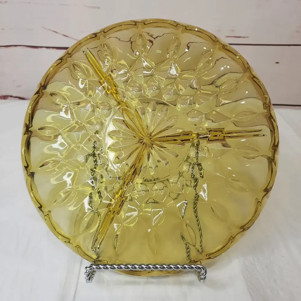 Anchor Hocking Fairfield Divided Relish Dish Scalloped Edge‎ Plate Amber Yellow